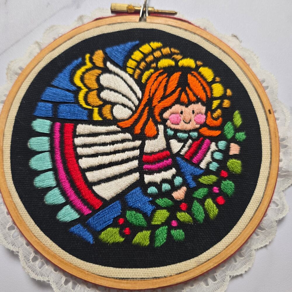 Vintage Cross stitch Christmas angel hand embroidery design - Picture 2 of 5